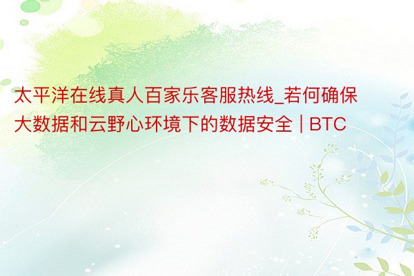 太平洋在线真人百家乐客服热线_若何确保大数据和云野心环境下的数据安全 | BTC